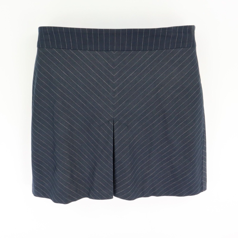 Kenneth Cole Pencil Skirt Womens 14 Dark Blue Striped Cotton Blend Zip Closure